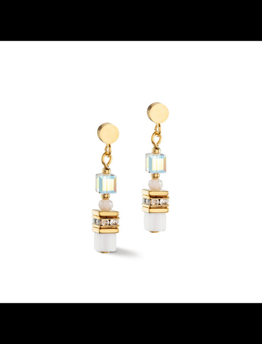 Boucles d'oreilles puces or blanc