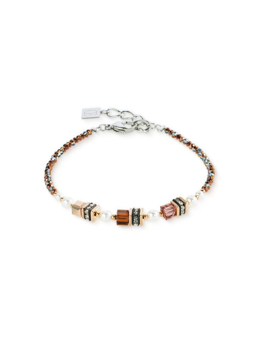 Bracelet Cristal Swarowski marron / nacre / dor