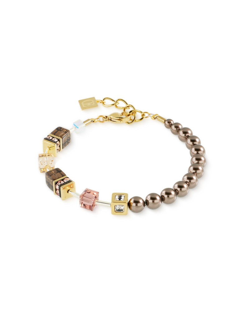 Bracelet brun, champagne, rose et gris métallisé