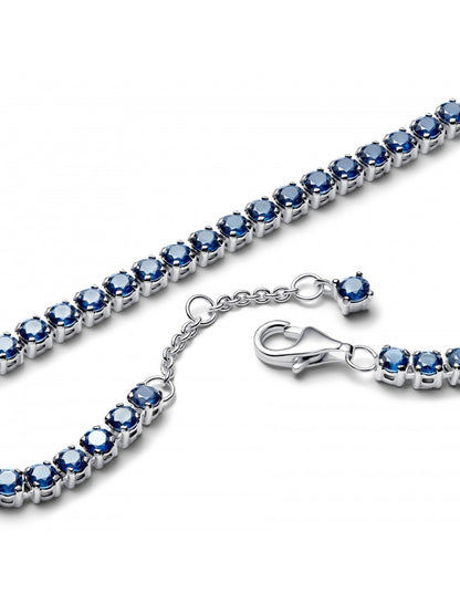 Bracelet tennis en argent sterling avec cristal bleu royal