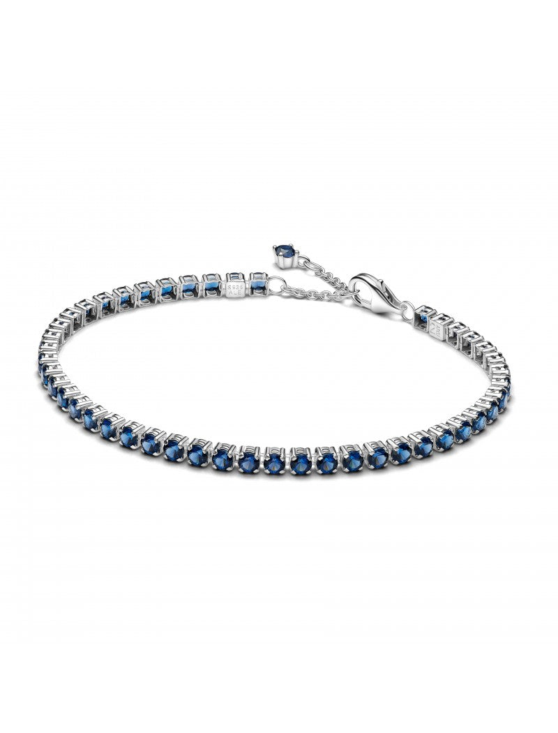 Bracelet tennis en argent sterling avec cristal bleu royal