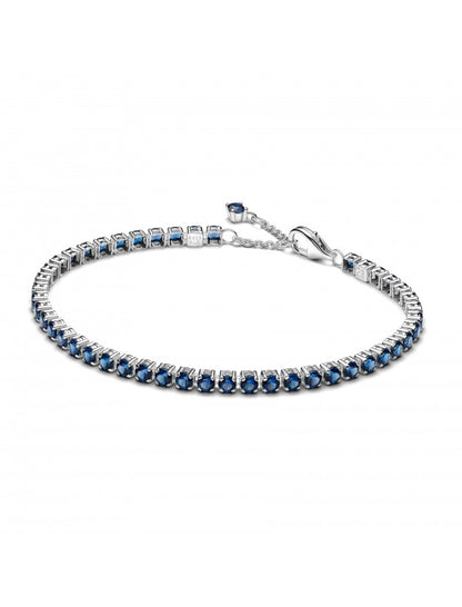 Bracelet tennis en argent sterling avec cristal bleu royal