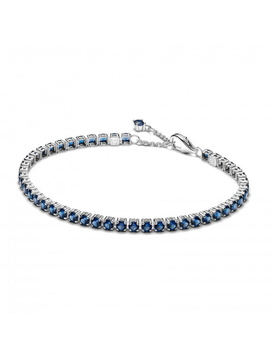 Bracelet tennis en argent sterling avec cristal bleu royal