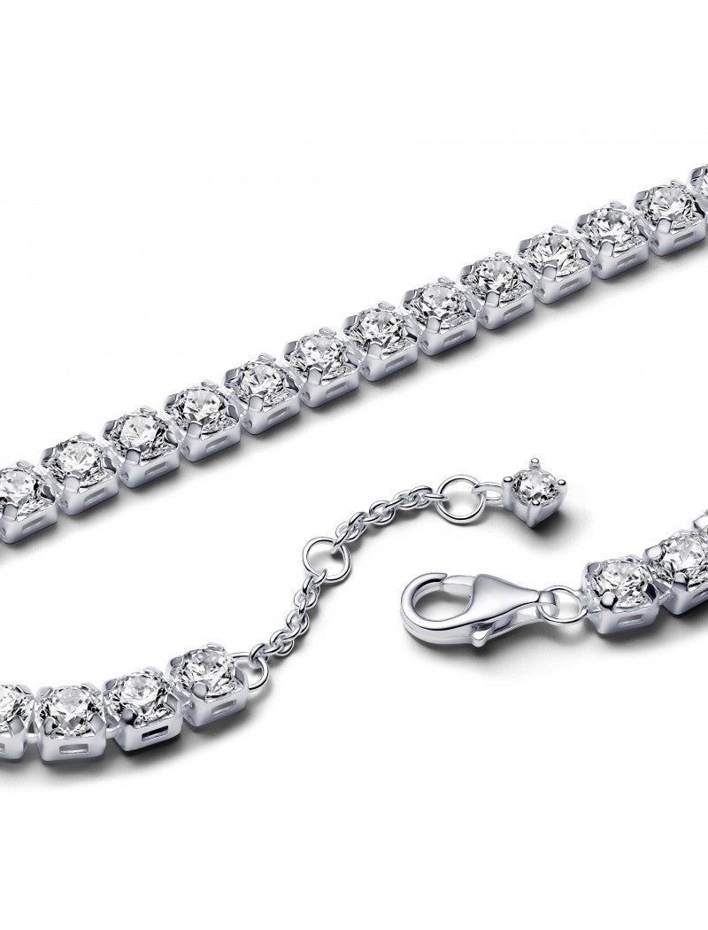 Bracelet tennis en argent sterling avec zircons cubiques transparents