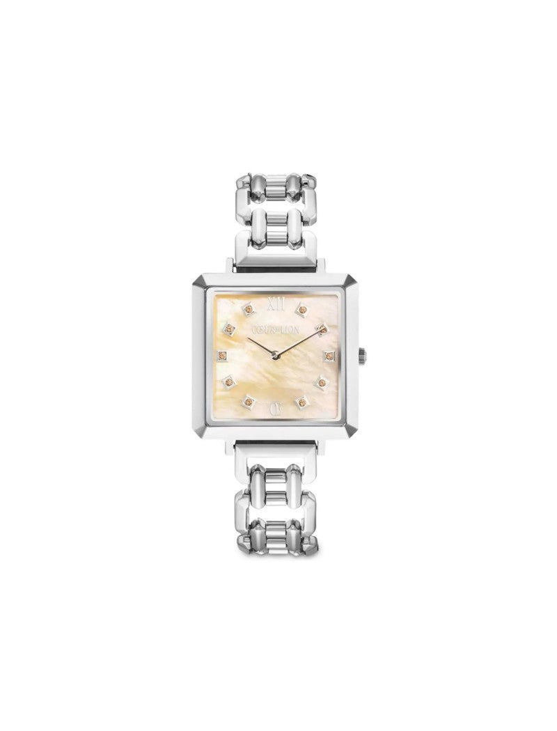 Montre abricot argentée