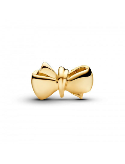 Breloque nœud en plaqué or avec zircons cubiques transparents