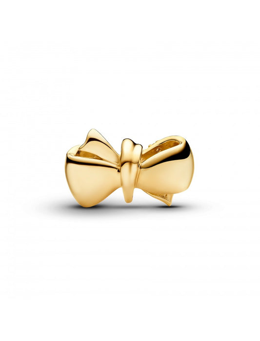 Breloque nœud en plaqué or avec zircons cubiques transparents