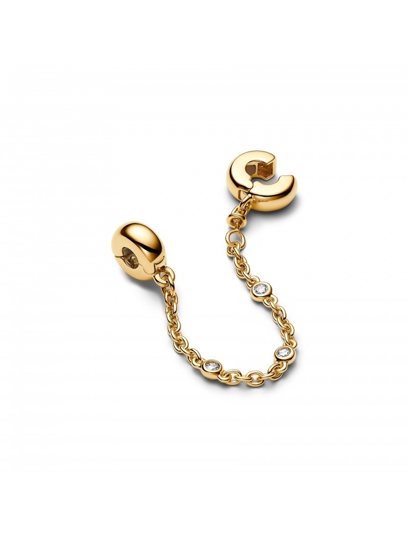 Clip de chaîne de sécurité plaqué or avec zircons cubiques transparents et silicone