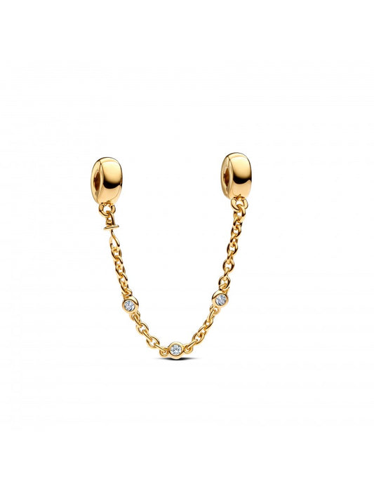 Clip de chaîne de sécurité plaqué or avec zircons cubiques transparents et silicone