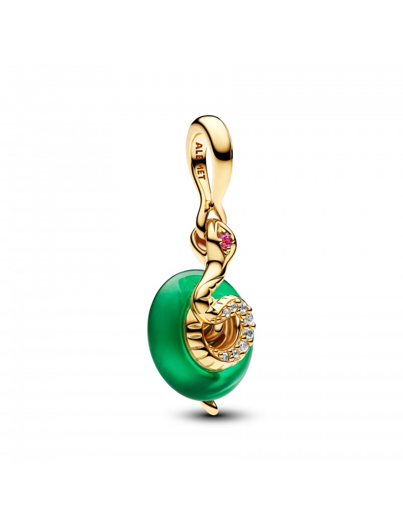 Charm pendentif en verre de Murano vert serpent