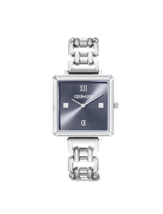 Montre argent-gris foncé