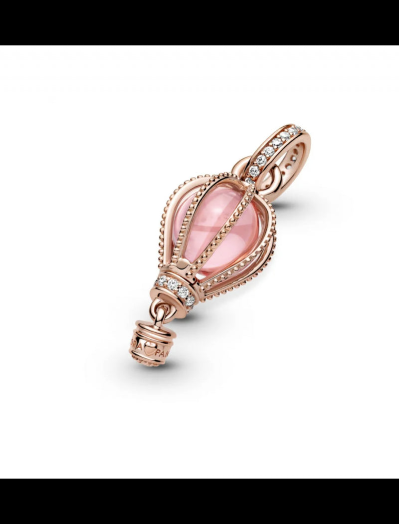 Charm Pendant Montgolfière Rose Étincelant
