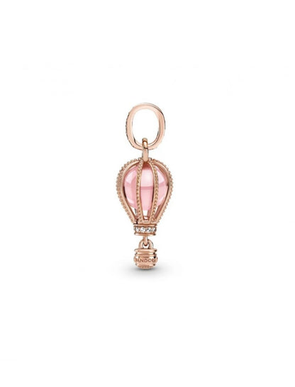 Charm Pendant Montgolfière Rose Étincelant