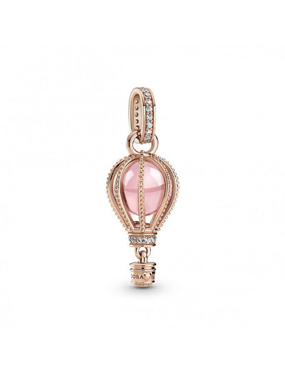 Charm Pendant Montgolfière Rose Étincelant