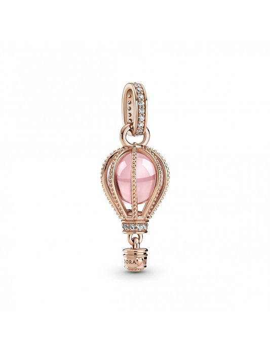 Charm Pendant Montgolfière Rose Étincelant