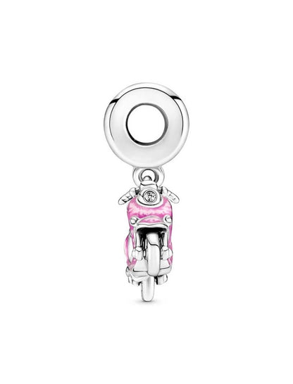 Charm boîte de chocolat ouvrable en argent sterling avec pendentif en émail rose et rouge