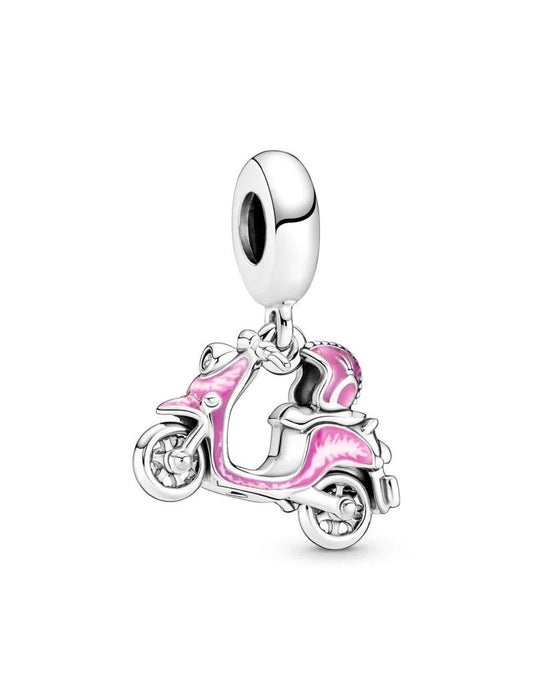 Charm boîte de chocolat ouvrable en argent sterling avec pendentif en émail rose et rouge