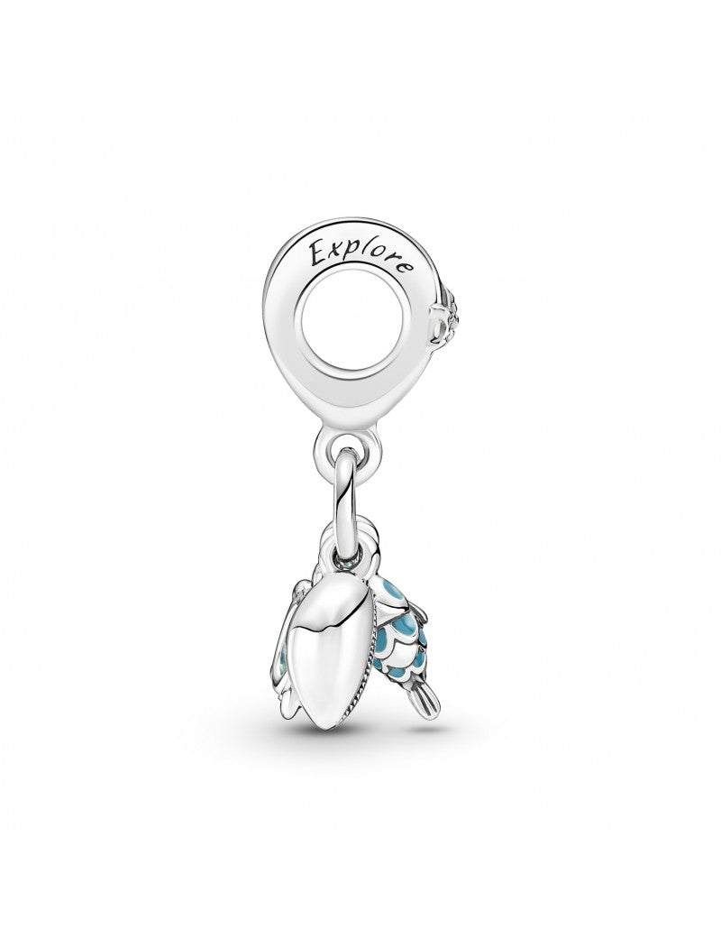Charm triple pendentif poisson, tortue de mer et conque