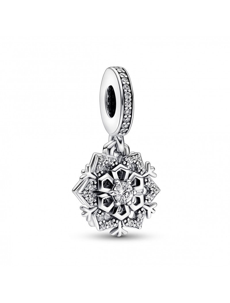 Charm double pendentif flocon de neige étincelant