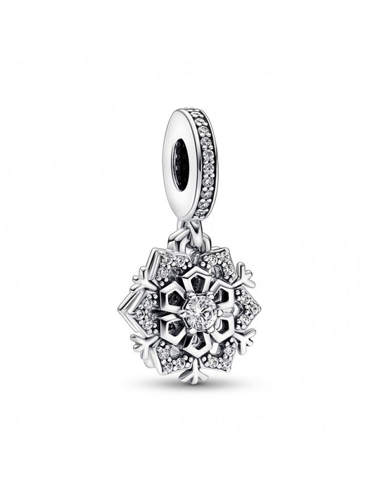 Charm double pendentif flocon de neige étincelant