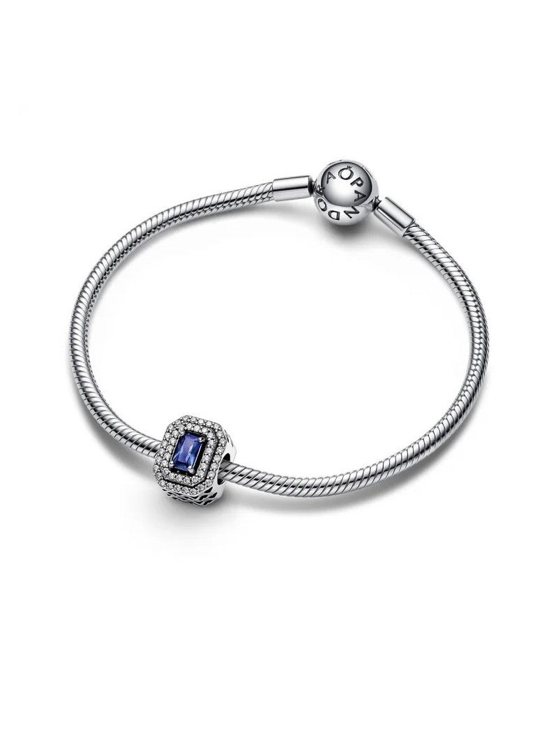 Charm rectangulaire nivelé bleu scintillant