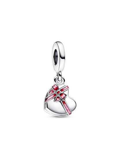 Charm scooter avec roues tournantes en argent sterling avec zirconia cubique transparent et émail rose