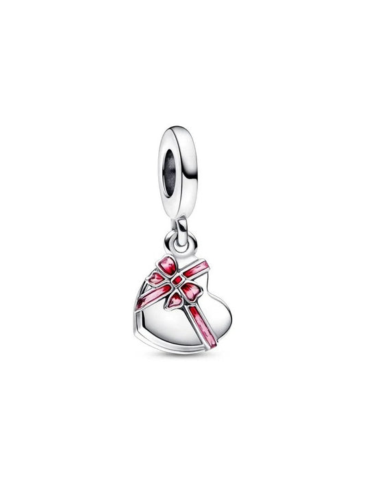 Charm scooter avec roues tournantes en argent sterling avec zirconia cubique transparent et émail rose