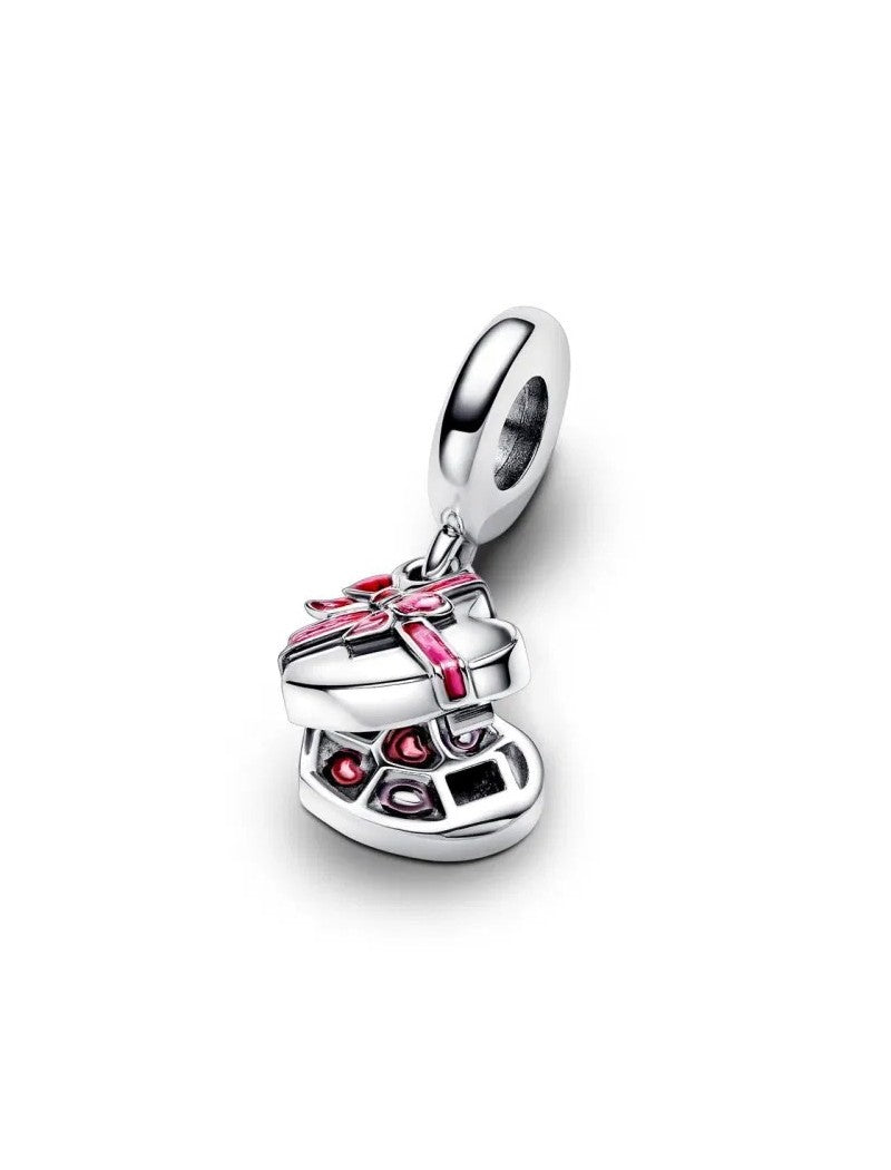 Charm scooter avec roues tournantes en argent sterling avec zirconia cubique transparent et émail rose