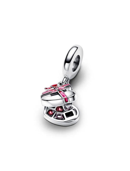 Charm scooter avec roues tournantes en argent sterling avec zirconia cubique transparent et émail rose