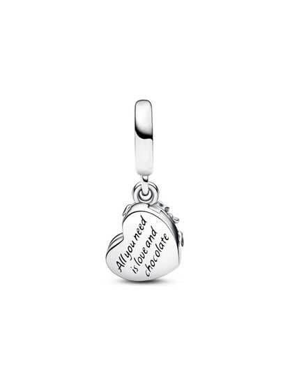 Charm scooter avec roues tournantes en argent sterling avec zirconia cubique transparent et émail rose