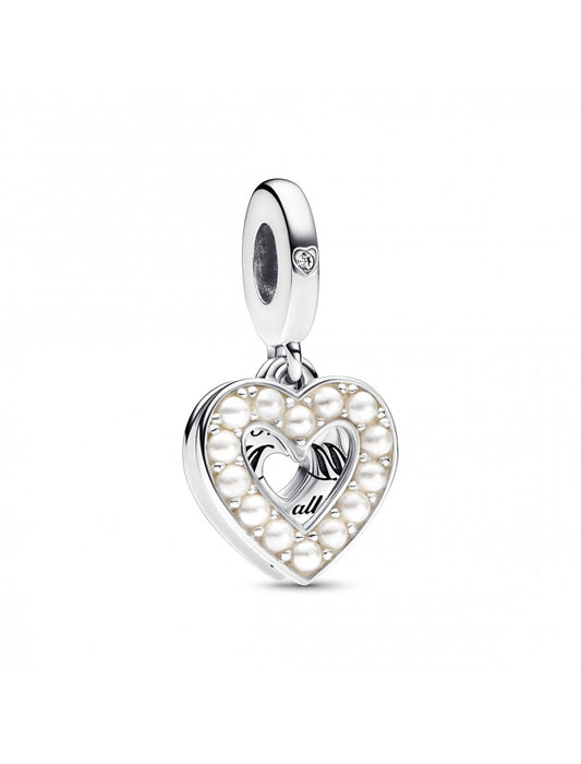 Charm double pendentif cœur blanc nacré