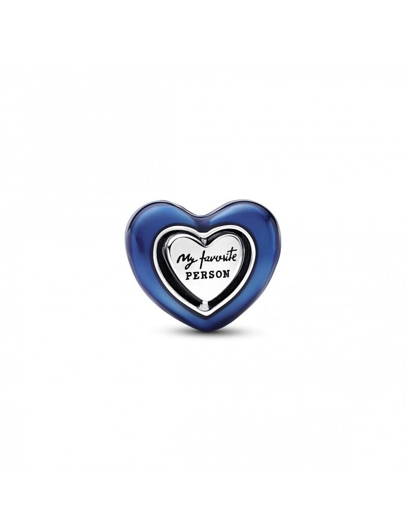 Charme coeur rotatif bleu