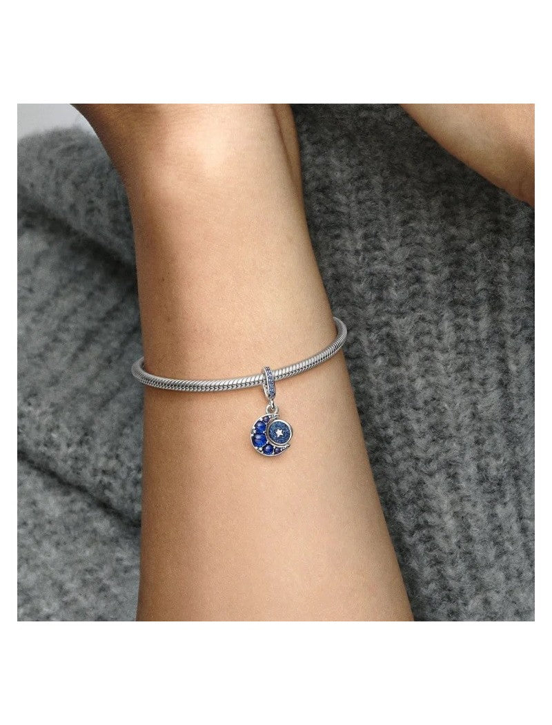 Argent sterling Émail Cristal artificiel Bleu