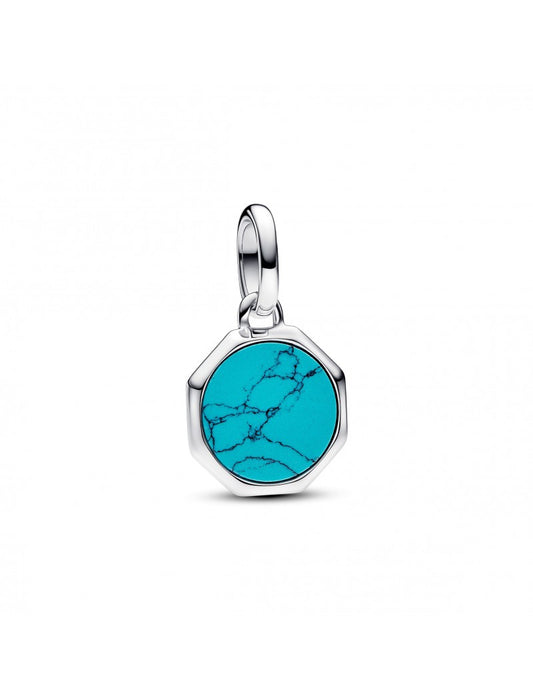 Charm Mini Médaillon Gravable Bleu Turquoise