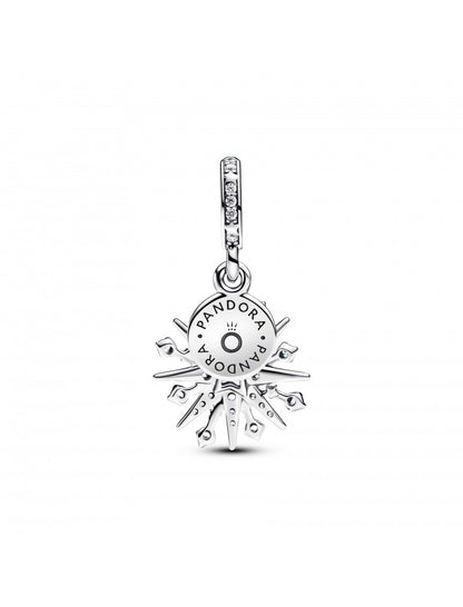 Double pendentif feu d'artifice en argent sterling avec zircons cubiques transparents
