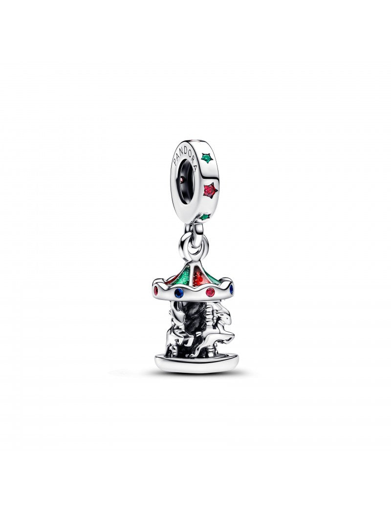 Pendentif carrousel mobile en argent sterling avec émail
