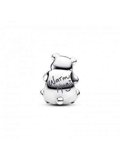 Charm ours polaire en argent sterling avec opale blanche créée en laboratoire et émail noir