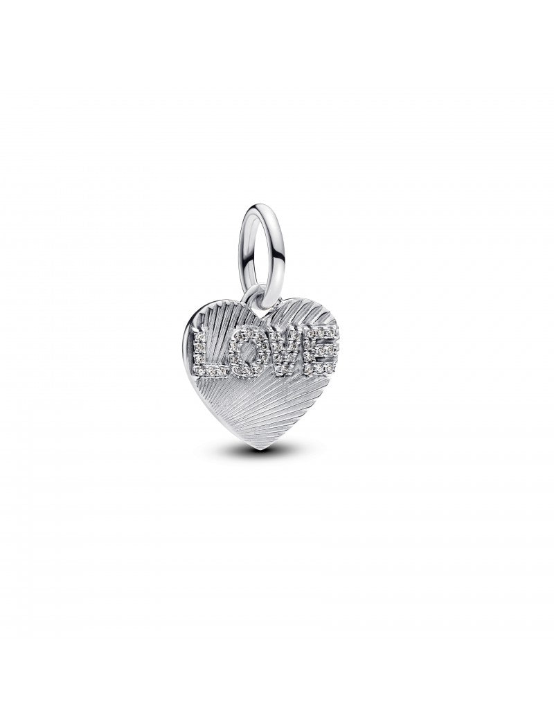 Pendentif en forme de cœur d'amour à graver en argent sterling avec zircone cubique transparente