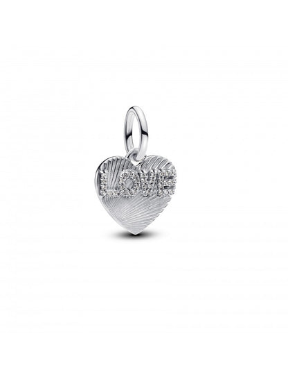 Pendentif en forme de cœur d'amour à graver en argent sterling avec zircone cubique transparente
