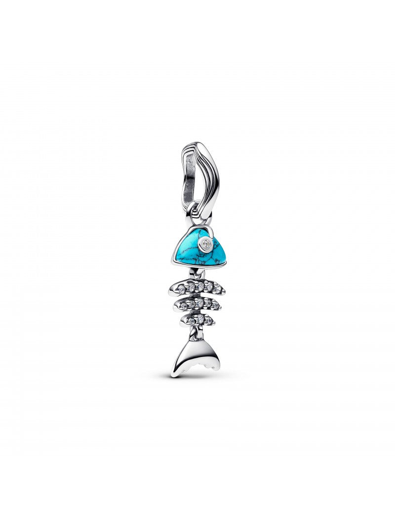 Charm pendentif arête de poisson de couleur turquoise
