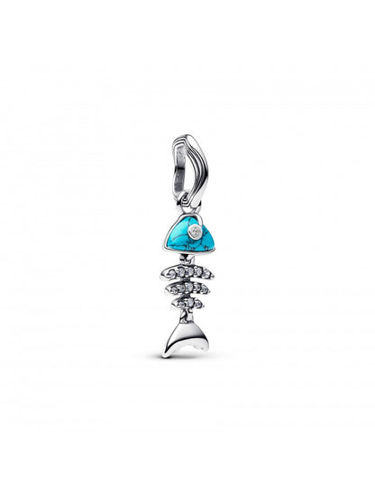 Charm pendentif arête de poisson de couleur turquoise