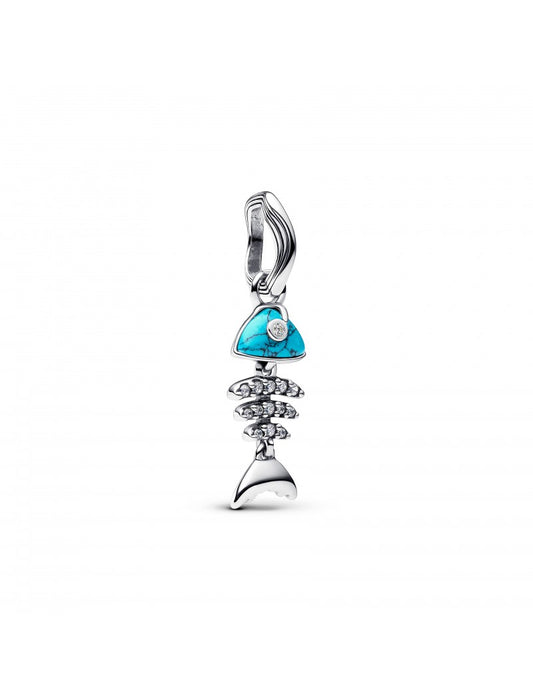 Charm pendentif arête de poisson de couleur turquoise