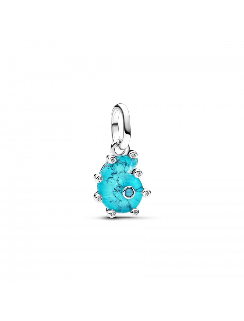 Charm pendentif escargot de mer en verre de Murano bleu