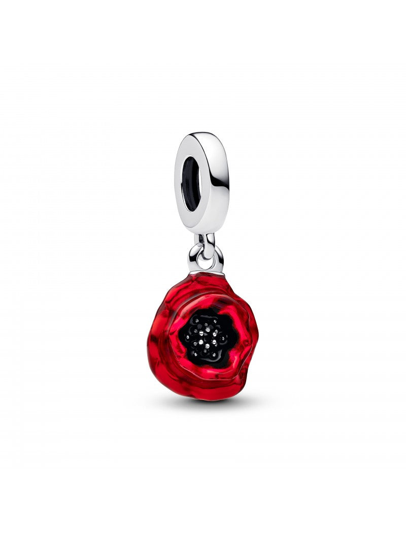 Charm pendentif fleur rouge
