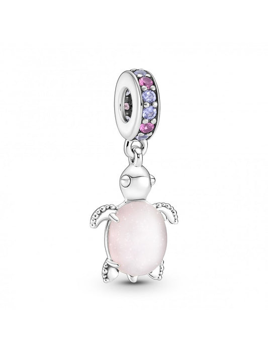 Charm pendentif tortue de mer rose en verre de Murano