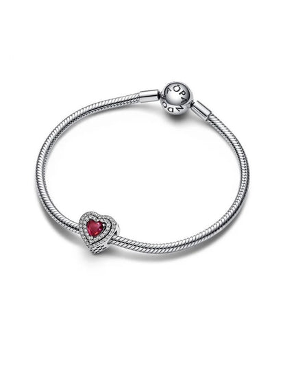 Charm coeur nivelé rouge étincelant