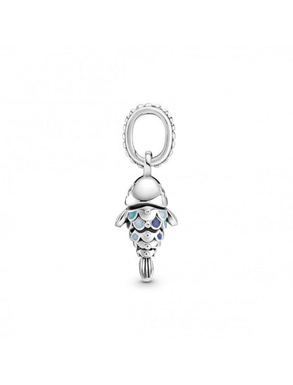 Charme pendentif poisson à écailles bleues