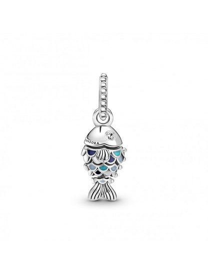 Charme pendentif poisson à écailles bleues