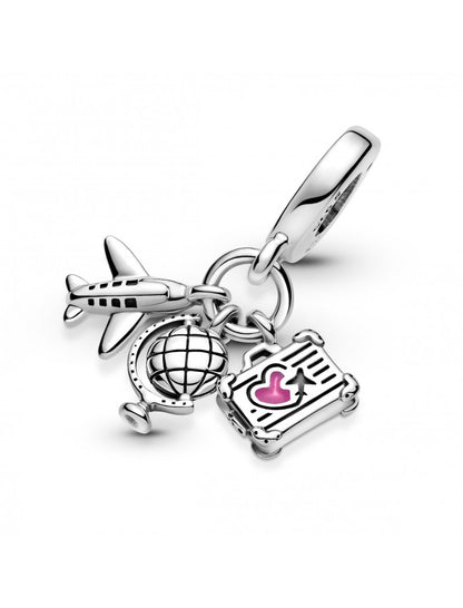 Breloque pendentif avion, globe et valise
