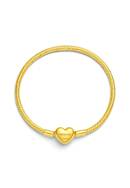 Bracelet chaîne serpent à facettes avec fermoir en forme de cœur
